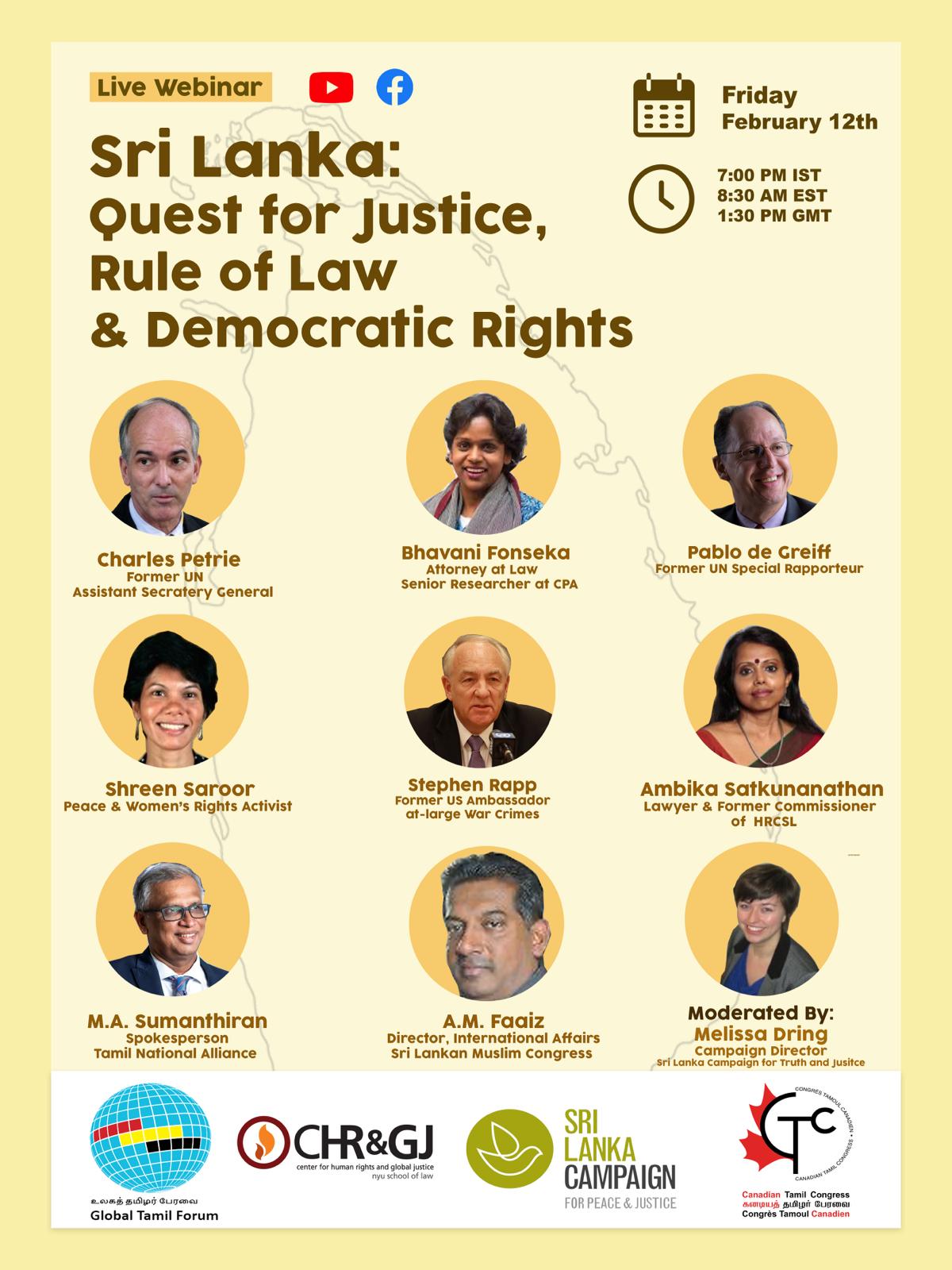 Live Webinar Sri Lanka Quest For Justice Rule Of Law Democratic Rights